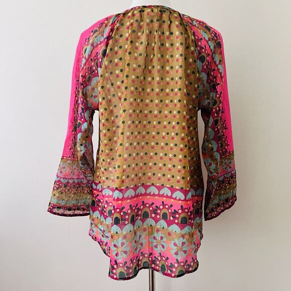Live Happy by Natural Life Colorful Boho Hippie Festival Lightweight Blouse -Med - Picture 6 of 8